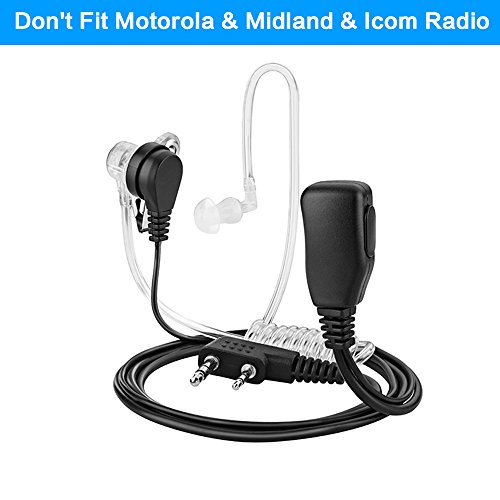Tomsenn 2-Pin Covert Acoustic Tube Walkie Talkie Earpiece – Two Way Radio Earpiece With A Ptt Mic - Compatible With Walkie Talkie Headset Brands (Kenwood, Puxing, Wouxun) – Pack Of 2 #TOP1