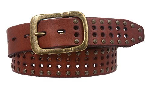 Ceinture vintage en cuir de vachette clouté 38mm à boucle cercle