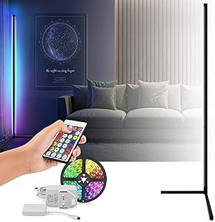 LED Minimalist Corner Floor Lamp Colour Changing 140cm Tall RGB Corner Lamp with Dimmable Remote Controller and Music Sync Mode.