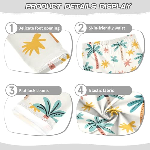 Cute Palm Tree Flower Girls Leggings Soft Stretch Workout Yoga Dance Pants for Kids Casual Tights3