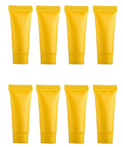 10ml 100個 空のスクイーズボトル 詰め替え可能 旅行用プラスチックチューブボトル 化粧品 ボディ ハンドクリーム ローション シャンプー フェイシャルクレンザー (イエロー)