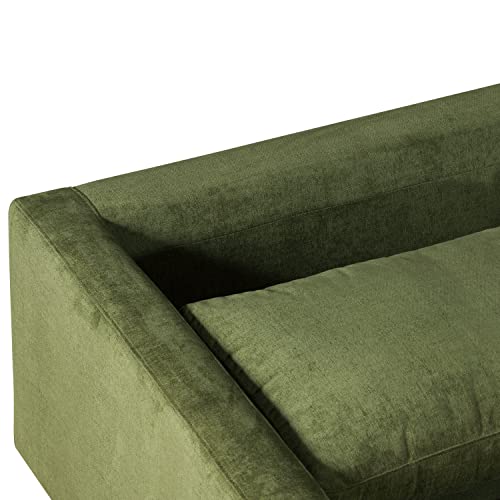 Image of Poly & BARK Napa Fabric Corner Sectional Sofa in Distressed Green Velvet