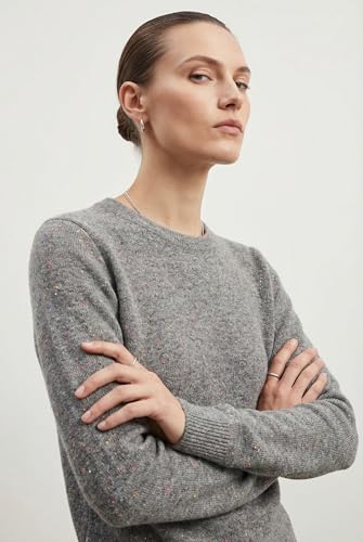 Image of JENNIE LIU Women's 100% Pure Cashmere Crew Neck Sweater, Tight Knit Cozy Soft Hand Washable Long Sleeve Pullover