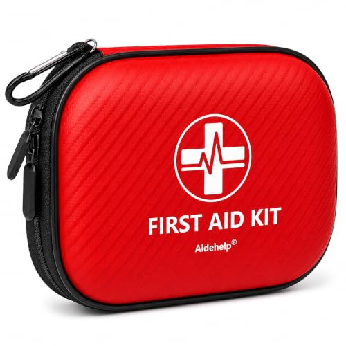 165 Piece Mini First Aid Kit, Compact Hard Shell Emergency Medical Kit