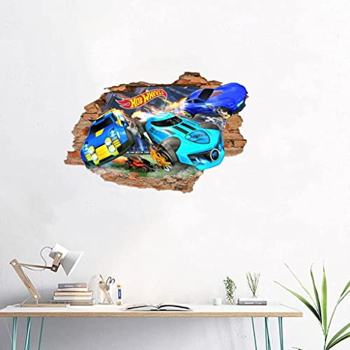 3D Wall Stickers Murals Wallpaper Hot Wheels Toy Car Removable Vinyl Space Wall Decals Removable Pvc Art Nursery School #TOP1