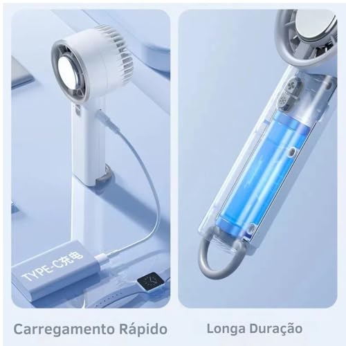 Ventilador Portátil Potente com Sistema de Refrigeração, USB-C, 3 Velocidades, Ideal para Makes. (Pr