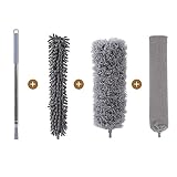 ★ 【Accesorios para polvo 4 en 1】 ： 1 poste telescópico de 2,5 m, 1 cabezal de limpieza de polvo de microfibra se utiliza para limpiar el polvo de las esquinas de las paredes y los candelabros. 1 cabezal colector de polvo de felpilla está hecho de felpilla resistente al desgaste, que se utiliza para limpiar el polvo y el pelo de los coches. 1 cabezal de tela para grietas está hecho de 99% de algodón puro, que se usa para limpiar grandes áreas de papel y caspa en lo profundo de la cama
