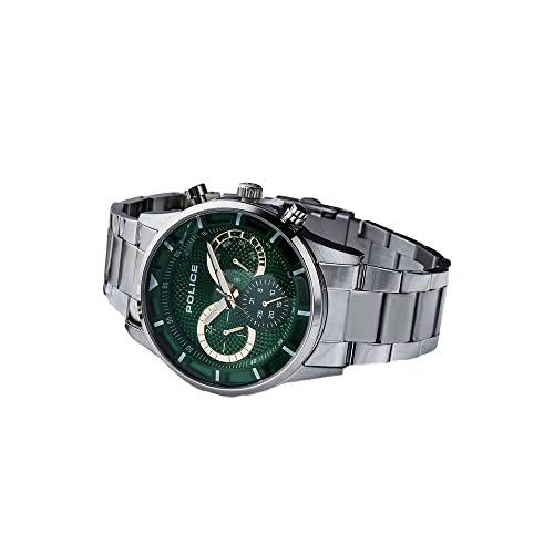 Image of Police Mens 45 mm Driver Green Dial Stainless Steel Analogue Watch - PLPEWJK2014301 (WPLPEWJK2014301, Not assigned, Not assigned)