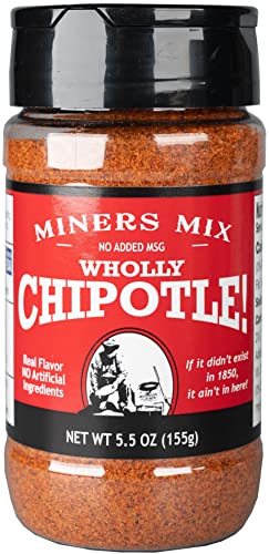 MINERS MIX Wholly Chipotle Handcrafted Gourmet BBQ Rub. A First Place Scovie Winner. Real Chipotle Gives A Bold Spicy Kick To Steaks, Pork, Chicken, Bloody Mary Cocktails, Fruit And Lots More. 5.5oz