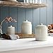 Kovot 3 Piece Ceramic Canister Set With Air-Sealed Lids & Bonus Decal Labeling Stickers - Ivory White With Antique-Style Finish 3 Sizes (108oz, 86oz, & 40oz)