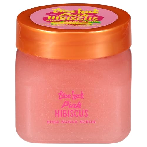Image of Tree Hut Mini Pink Hibiscus Body Scrub, Exfoliating & Hydrating Sugar Scrub with Shea Butter, Smooth Skin, Body Exfoliator For All Skin Types, Self Care Gifts for Women, Vegan, Travel Size, 3.4 oz