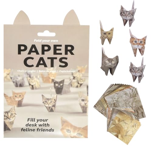 DIY Katzen Origami-Papier, 50 Blätter 3D Katzen Cat Origami, Kinder & Erwachsene Origamipapier Set für Deko, Schule & Geschenkideen