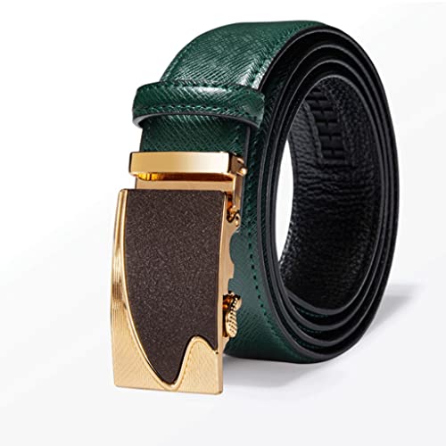 Green Genuine Leather Belts For Men Metal Automatic Buckle Men's Belt (Color : A Size : 120cm) (A 110cm)