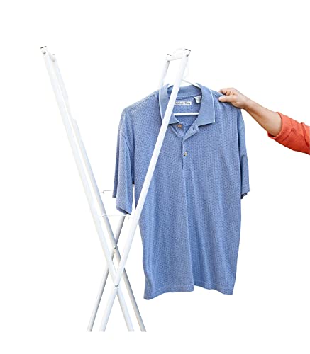 Casâme Portant Pliable pour Vêtements - Structure en Acier - Pliable et Peu Encombrant - Couleur Blanche - pour Salon, Chambre - H 155cm x L45,7cm x P43,1 cm