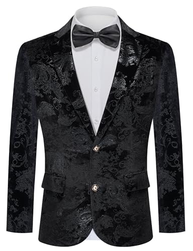 MAGE MALE Men's Dress Party Floral Suit Jacket Notched Lapel Slim Fit Two Button Stylish Blazer