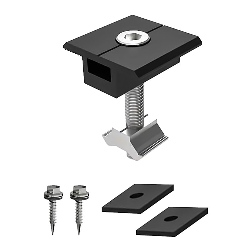 Kit Staffa di Montaggio per Pannello Solare 8 Pezzi, Kit di Montaggio per Pannelli solari su Tetto Piano, Guide da 20 cm, Morsetto Solido