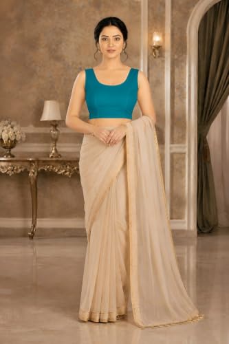 Image of Abhi Readymade Saree Blouse for Women- Sleeveless, Round Neck, Regular-fit, Stretchable, Pull-on Style Blouse