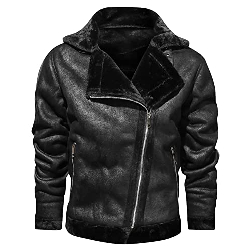 Veste d'hiver sherpa pour hommes avec fermeture éclair à revers moderne