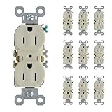 Pass & Seymour 3232TRLACP8 Duplex Outlet, Tamper Resistant Grounded, 15-Amp, 125-volt, Light Almond, 10-Pack
