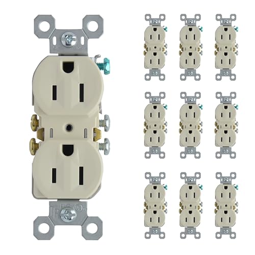 Legrand Pass & Seymour 3232TRLACP8 15 Amp 125V Tamper Resistant Residential Grade Duplex Receptacle Outlet, Light Almond (10 Pack)