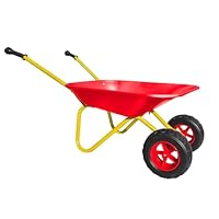 3T GROUP Red Toddler Wheelbarrow,Kids Child's Metal Wheelbarrow,Kids Wheel Barrow,Small Wheel Barrel,Sowing,Digging Sand,Sweeping Leaves,Shoveling Snow(red)