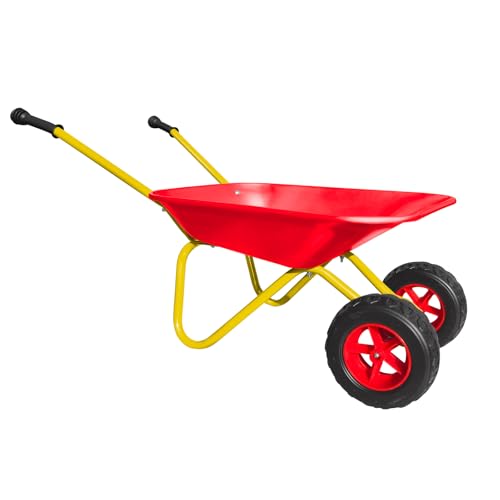 Image of 2 Wheel Toddler Gardening Tool Metal Wheelbarrow for Kids Wheel Barrow(red) | Kids Gardening Tools Set Children Wheelbarrow Gift Wheel Barrel All Seasons Digging Weed,Sand,Sweeping Leaves,Snow