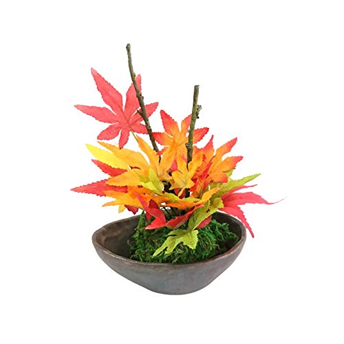 高級造花|和風|苔玉ともみじの盆栽風アレンジ【花雅シリーズ】 和風アレンジ 紅葉 もみじ