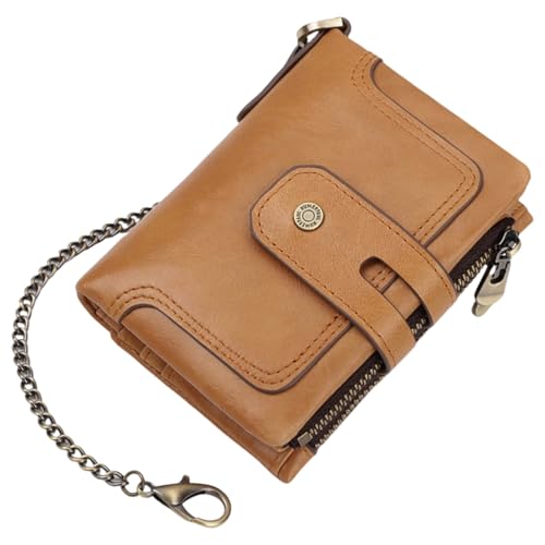 Portefeuille pour homme en polyuréthane marron avec grand porte-monnaie
