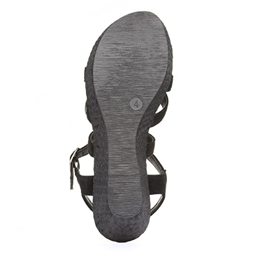 Lilley Sydney Womens Black Wedge Strappy Sandal - Image 10