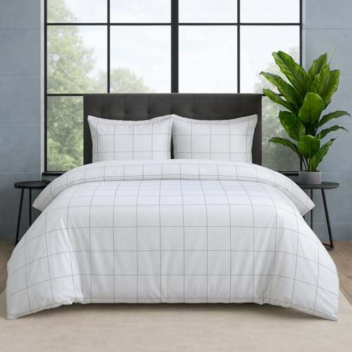 Dreamology Duvet Cover Twin,Duvet Covers with Button Closure,Microfiber Duvet Cover,Piped Edges & Fade Resistant Bedding Duvet Cover Set,Include 1 Duvet Cover Twin & 1 Pillow Shams (Geo)