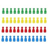 NUOBESTY Wooden Chess Board 48pcs Wooden Chess Pieces Multicolor Checkers Pieces Wooden Pawn Chess Pieces Figurine Pawns Wooden Replacement Chess Piece for Board Games Meeples