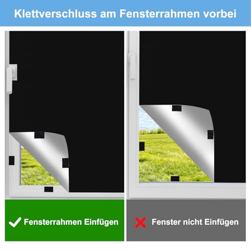 Fenster Verdunkelung 200x145cm, Verdunkelungsrollo zum Zuschneiden, mit 10 Klettstreifen, Verdunkelungsvorhang für Schlafzimmer, Kinderzimmer, Büro, Dachfenster