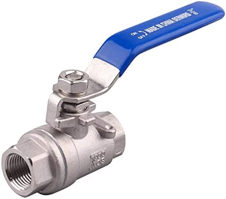 DERNORD Full Port Ball Valve Stainless Steel 304 Heavy Duty for Water, Oil, and Gas with Blue Locking Handles (3/8" NPT)