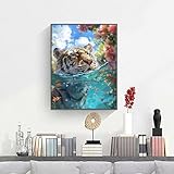 Malen Nach Zahlen Erwachsene DIY Tiger Blume Handgemalt Ölgemälde Kit für Anfänger, Mit 3 - Pinseln und Acrylfarbe Handgemalt öLgemäLde Kit Als Geschenk Heimdekoration (Rahmenlos) 100x135CM PjY598 P-A