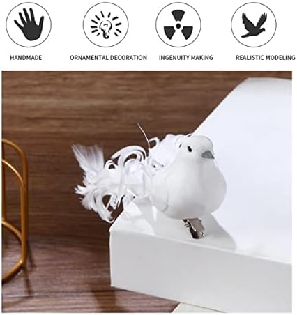 Ezebesta Fake White Birds with Feather Decorative Birds with Clips Realistic Dove Crafts Ornaments for Christmas Tree Wedding Wreath (12 PCS)