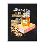 Stupell Industries Be Glamorous Perfume Bottle Cosmetics Leopard Heel Fashion, Design by Ziwei Li