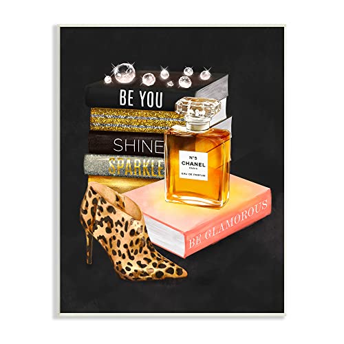 Stupell Industries Be Glamorous Perfume Bottle Cosmetics Leopard Heel Fashion, Design by Ziwei Li