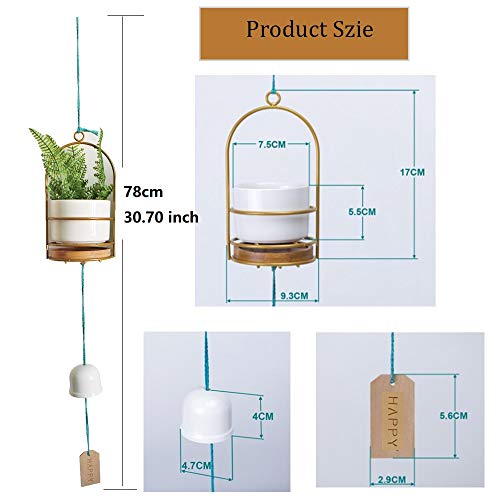 Wellindecor Ceramic Wall Planter Hanging Plant Holder - Modern Hanging Decor Pot For Faux Plants Home Indoor Garden (Gold) #TOP1