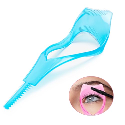 ELTONGUU Mascara Shield Guard Magic Useful Cosmetic Mascara Eyelash Comb Applicator Helper Guide Card Tool 3 in 1 Upper Lower Mascara Applicator Tool Lash Buddy Blue