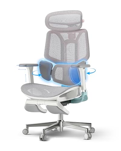 Hbada E3 Pro Ergonomiczny Fotel Biurowy – Dynamiczne Wsparcie Lędźwiowe 3-Strefowe, Regulowany Zagłówek 4D, Regulowane Podłokietniki 4D, Obrotowy z Podnóżkiem, Różowy