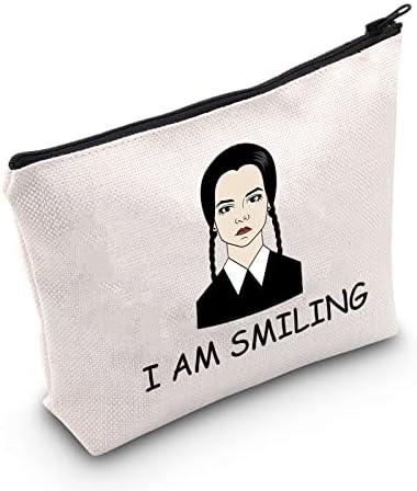 POFULL TV Shows Inspired Gift Addams Fan Gift I AM Smiling Cosmetic Bag Morticia Fans Gift (I AM Smil bag)