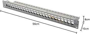 DIGITUS Patch Panel - Modüler - Keystone Modülleri için - 19 inç - 24 Port - Korumalı - Raf Montajı 1HE - V1 - Gri