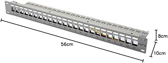DIGITUS Patch Panel - Modüler - Keystone Modülleri için - 19 inç - 24 Port - Korumalı - Raf Montajı 1HE - V1 - Gri