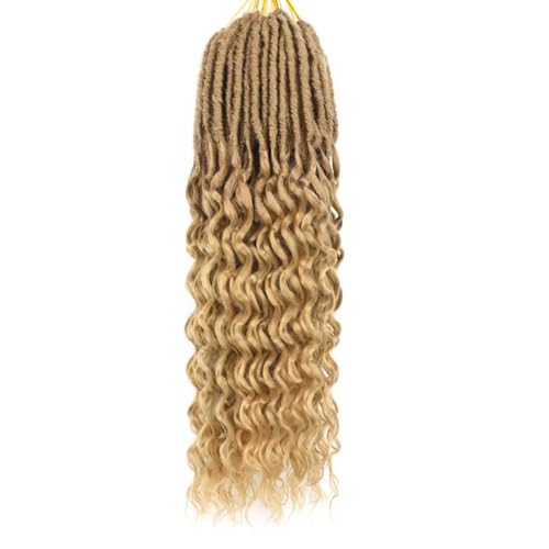Deep Faux Locs Crochet Hair 18 Inch 8 Packs Goddess Locs Crochet Hair Soft Loc Crochet Braids with Curly Ends Pre Looped Deep Wavy Crochet Braids for Black Women (18 Inch, Blonde)