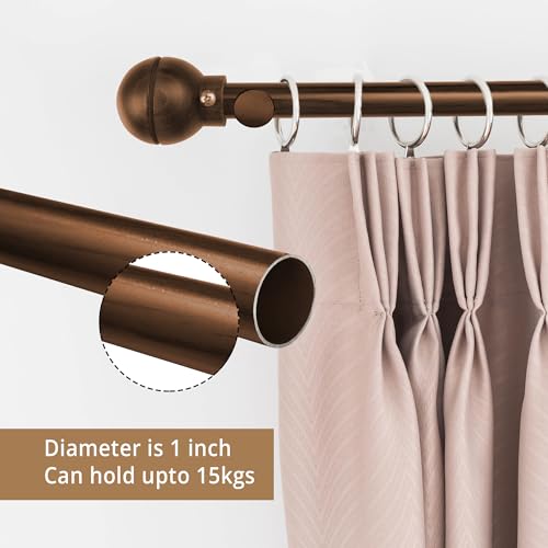 Image of FAPBADRI Curtain Rod /Pipe Heavy Quality Mild Steel for Home /office door, window, shower, 1 inch diameter (25mm), Color - Wooden, Length - 36 inches (3 feet), 3 Pipes