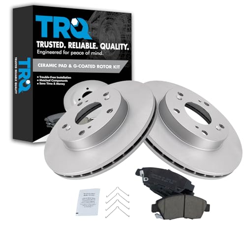 TRQ Front Brake Pad & Rotor Kit Brake Pads Brake Rotor Ceramic Premium G-Coated Compatible with 2002-2006 Acura RSX 2006-2011 Honda Civic 2011-2015 CR-Z