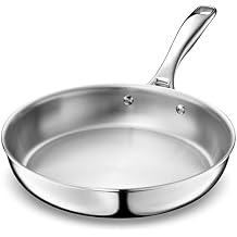 LEGEND COOKWARE 5-Ply Stainless Steel 10-Inch Frying Pan - Induction Compatible, Oven Safe 800F - Non-Toxic, No Coatings - Even Heating, Wont Warp - Built to Last Generations