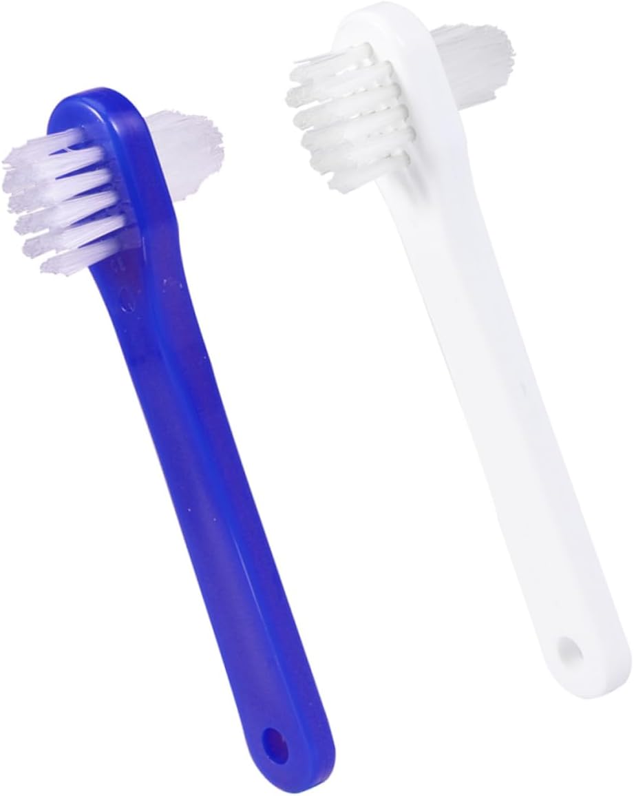 4pcs Denture Brush Heads Double Sided Toothbrush False Teeth Cleaner Denture Cleaning Tool Gentle Bristles