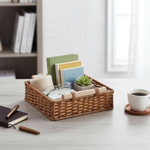 Panier de rangement rotin tressé rectangulaire pour optimiser l'espace - 4