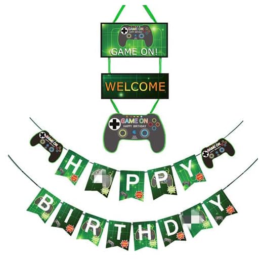 TV-spel banderoll grattis på födelsedagen banderoll grattis på födelsedagen banderoll välkommen hängande dekor för födelsedagsfest och spel fest dekoration